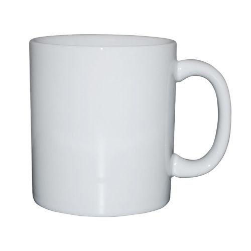 deze witte Sublimok Basic met een oor en inhoud van 30 cl. is geschikt voor bedrukken